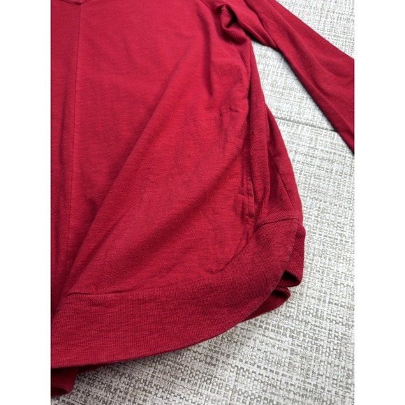 J Jill Red Knit Popover Top Tunic Cotton Stretch V-Neck Pockets Round Hem XL - Picture 4 of 11